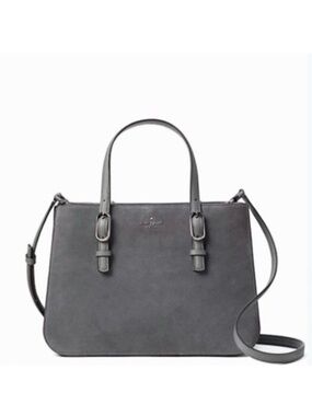 Kate Spade New York Medium Triple Gusset Satchel Crossbody in Gray Suede